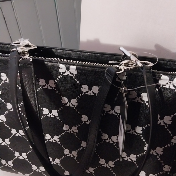 Karl Lagerfeld Paris Womens Leather Adele Tote Bag w/Charms - Picture 3 of 8